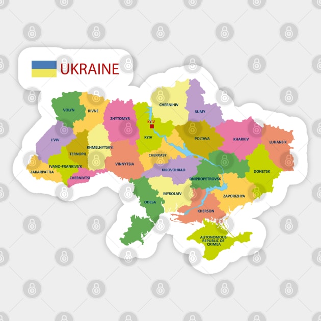 Political map of Ukraine Sticker by AliJun